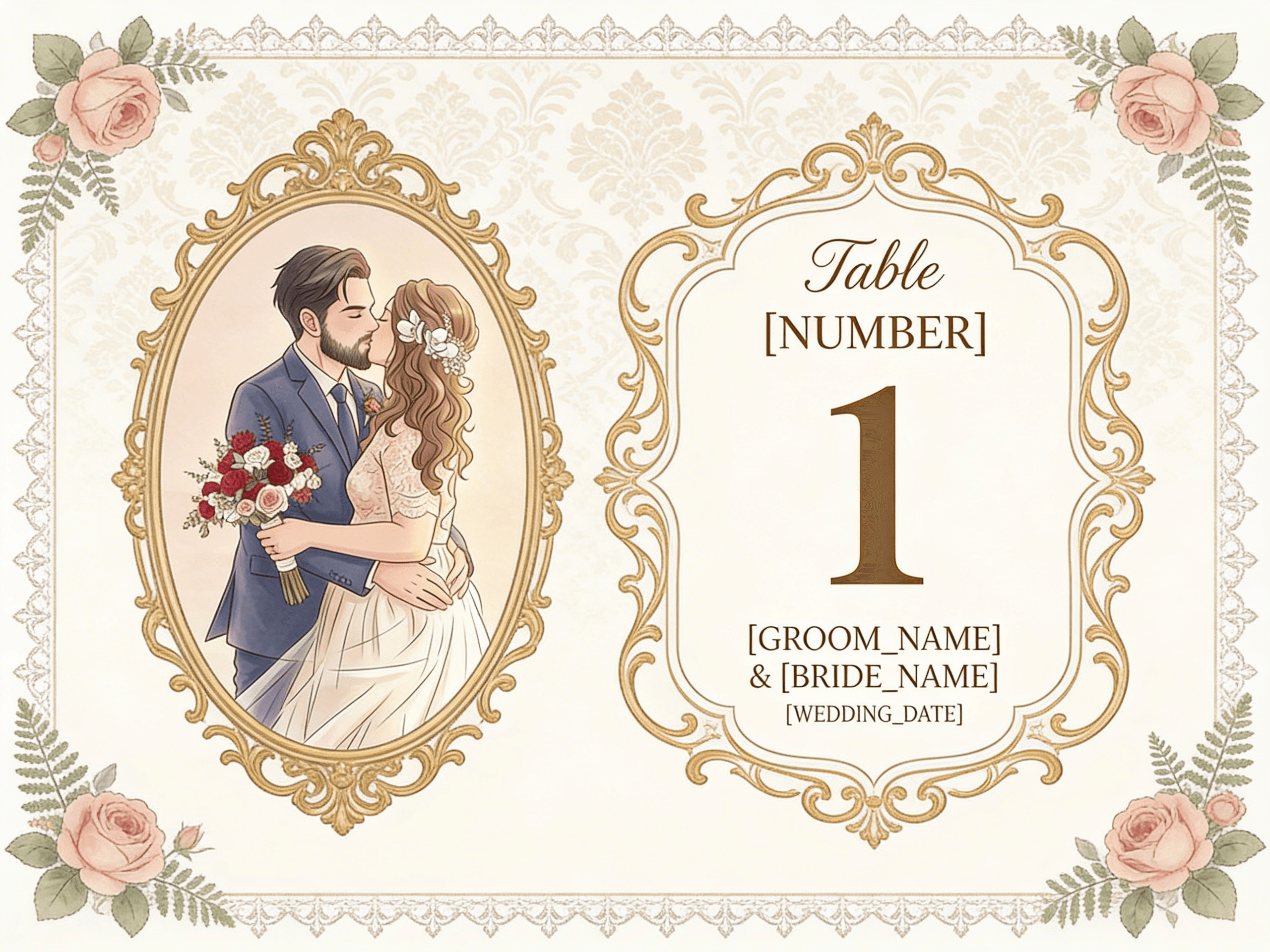 Wedding table card preview card design