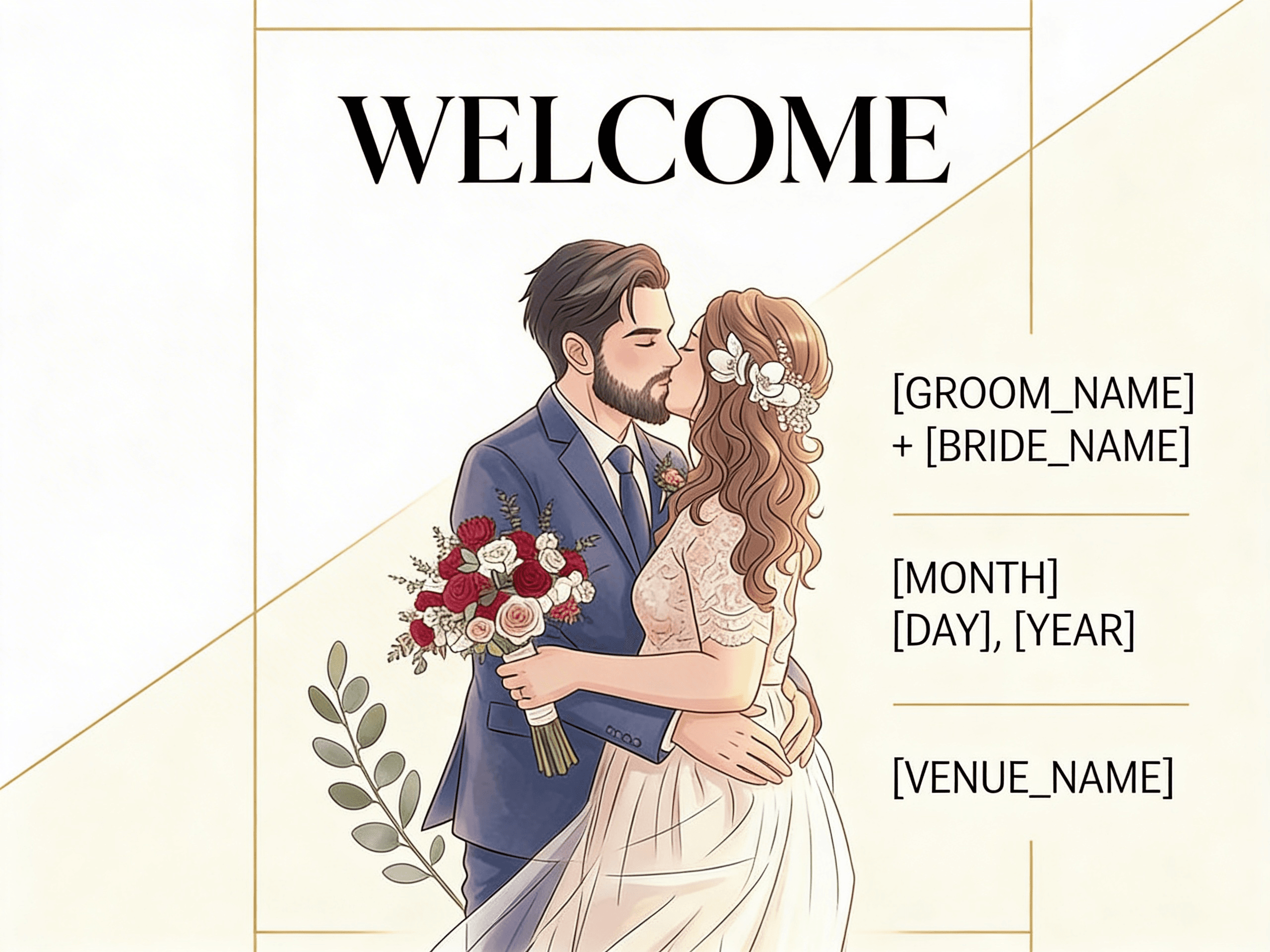 Wedding welcome board preview card design
